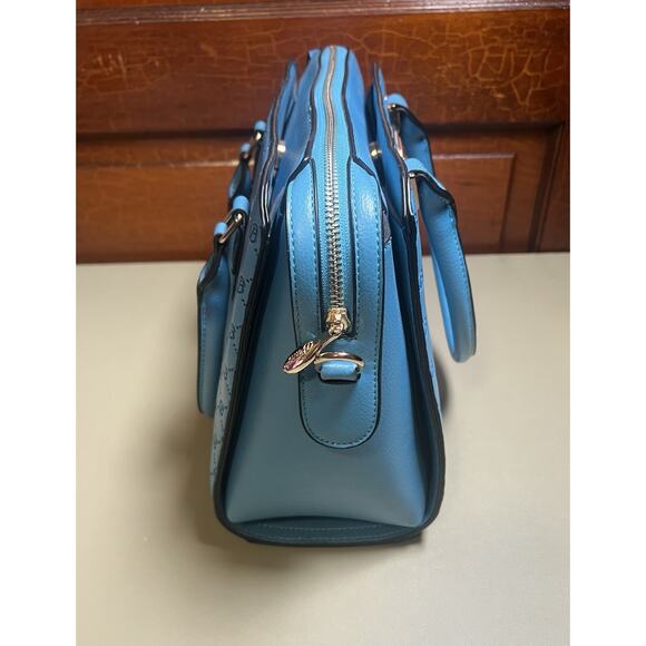 Brangio Italy Millionaire Double Layer Crystal Engraved Matte Satchel Ocean Blue - Picture 3 of 16